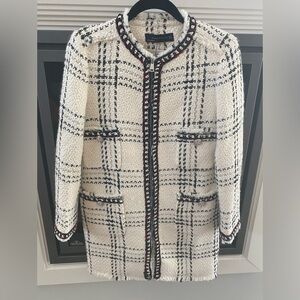 NWOTTweed WoolBlend Classic Luxury Zara Women Full Zip Jacket,Rhinestone Buttons